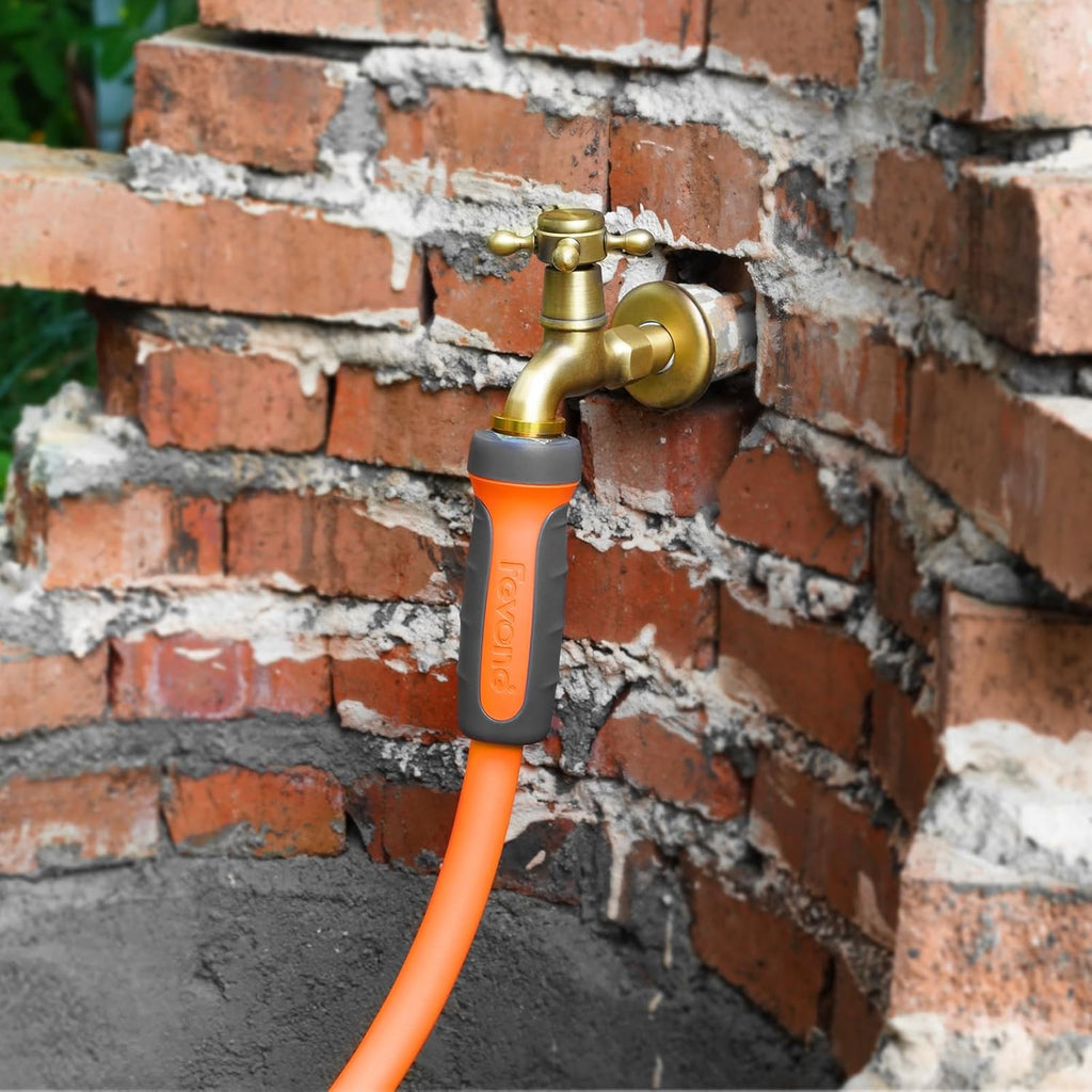 Fevone 35 ft x 5/8" Heavy Duty Garden Hose, Drinking Water Safe, Flexible & Kink-Free Hybrid Polymer Water Hose, Lightweight Outdoor Hose with swivel handles and 3/4" Solid Aluminum Fittings