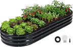 INNO STAGE Galvanized Raised Garden Bed, 8x3x1FT Oval Metal Raised Garden Beds for Vegetables, Rust-Resistant & Easy Assembly, Outdoor Planter Box for Gardening, Flowers, Herbs (Grey)