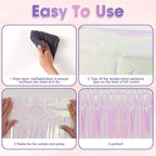4 Pack Iridescent Transparent Foil Fringe Backdrop Curtains, Tinsel Streamers Birthday Party Decorations, Fringe Backdrop for Graduation, Baby Shower, Gender Reveal, Disco Party