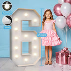 4FT Marquee Light Up Numbers 6,Party Decoration Large Marquee Light Up Letters with Weighted Water Bag,Pre-cut Foam Board Set Can Be Used for Birthdays,Weddings,Baby Anniversaries