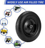 4.80/4.00-8" Flat Free Tire and Wheel 14.5" Wheelbarrow Tire,with 5/8" Axle Bore Hole,3"Center Hub and 3/4" Bearings,Universal Replacement Solid Tire for Hand Truck/Utility Cart/Garden Cart