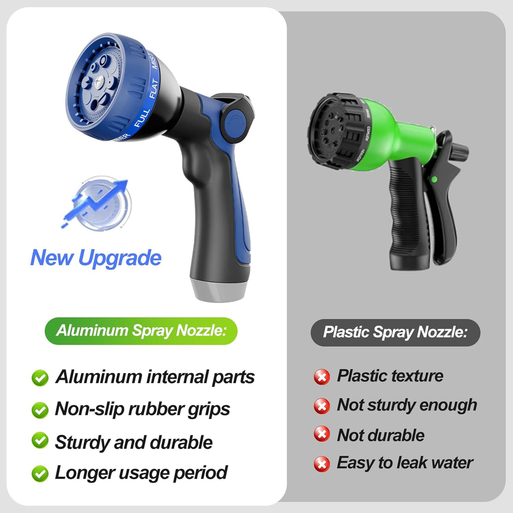SPECILITE 75ft 304 Stainless Steel Garden Hose Metal, Heavy Duty Water Pipe with Nozzles for Yard, Outdoor - Flexible, Never Kink & Tangle, Puncture Resistant (Sliver)