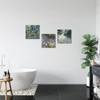 Innopics Lily Pond Canvas Wall Art Impressionist Painting Picture Natural Beauty Artwork Green Garden Classic Decoration for Bedroom Bathroom 12" x 12" x 3PCS
