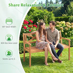 Solid Acacia Wood Outdoor Chair Armrests Backrest 44in Seat 800lb Capacity Backyard