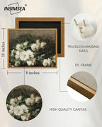 InSimSea Framed Canvas Wall Art, Vintage Flower Pictures For Bedroom, Living Room, Bathroom Desk, Office Decor, 20x25cm(7.9x9.8in) Samll for
