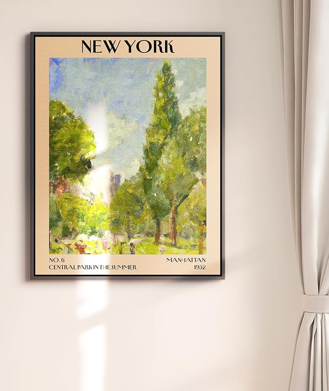 Retro Vintage New York Wall Art Print - 11x14 Unframed Poster - New York City Souvenirs, Cute Trendy Colorful Wall Decor (Central Park in the Summer, 11x14")