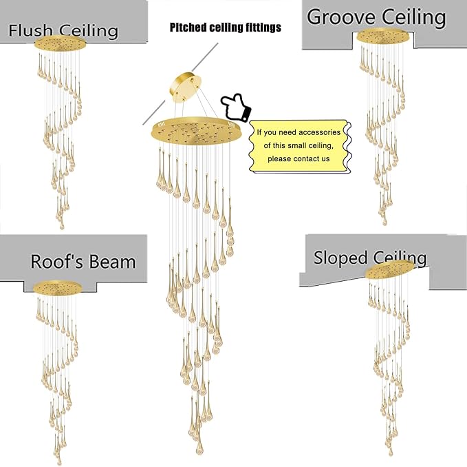 H197 Foyer Chandeliers for high Ceiling Luxury Hanging Lights High Ceiling Pendant Lighting for Living Room Staircase Dimmable 2700K-6000K