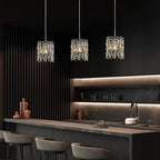 Modern K9 Crystal Pendant Lights Kitchen Island Set of 3,Chrome Chandeliers for Dining Room Light Fixtures Over Table,Hanging Lighting for Kitchen Island Entryway Bathroom BedHead Bedroom