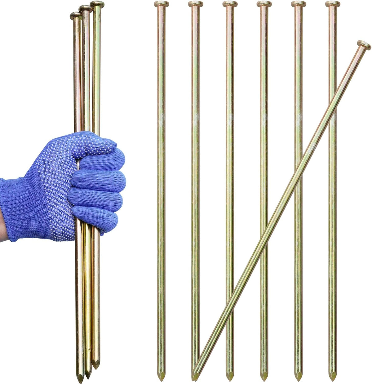 10 Pcs 16 Inch Landscape Stakes, Heavy Duty Galvanized Rebar Stakes for Paver Edging, Weed Barrier, Floor Covering, Artificial Turf, Camping Tent and More