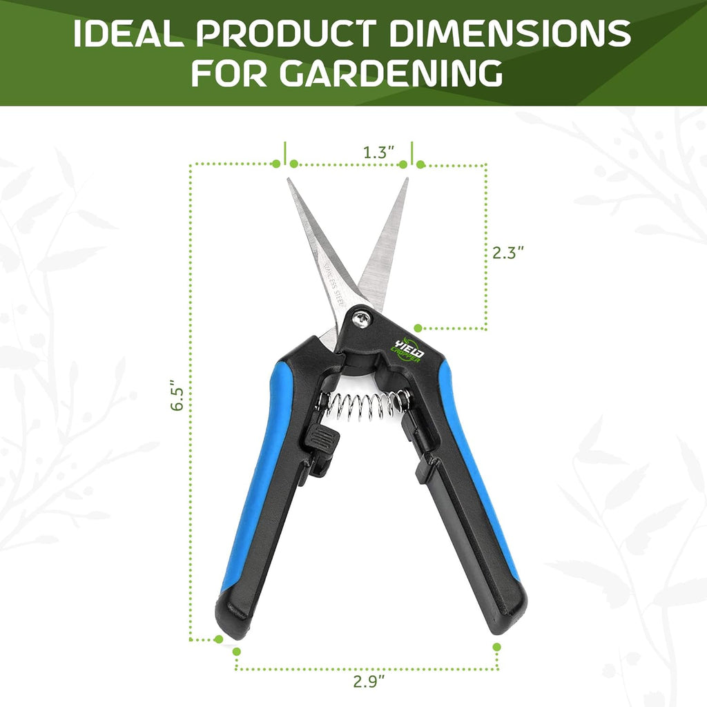 Hydroponic 2Pack Microtip Straight blade/Curved Blade Flower Leaf Trimmer Pruning Shears by Yieldcropper