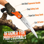 9-Inch Folding Camping Saw - Heavy Duty Pruning Saw with Triple-Cut SK5 Blade, 7 TPI Razor Teeth for Tree Trimming, Wood Cutting, Camping, Bushcraft, and Gardening Work