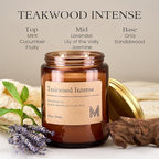 M&SENSE Teakwood Intense Home Scented Candle | 19.4oz, 116-Hour Burn | Natural Organic Soy Wax | Long-Lasting for Stress Relief and Gifting | for Bedroom，Relaxing SPA，Office