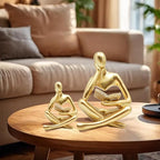 Bookshelf Decor, Golden Reading Thinker Sculpture Figurine, Coffee Table Decor, Entry Way Table Home Decor, Decorative Statue for Living Room, Office, Bedroom, Gift