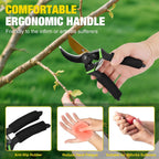 Yesker Pruning Shears for Gardening 8.5" Professional Bypass Garden Scissors Yard Clippers with Sharp SK5 Steel Blade Heavy Duty Hand Pruners for Branch Flower Plant Trimming Cutting Gardening Tools