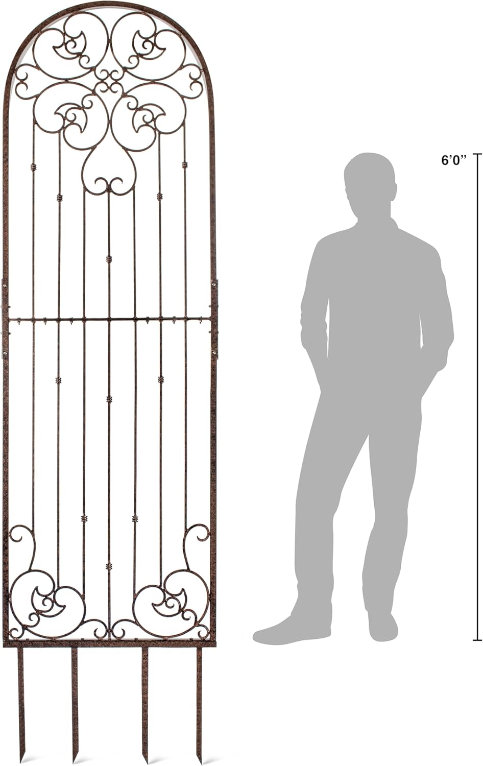 H Potter 8 Foot Tall Garden Trellis Wrought Iron Heavy Scroll Metal Decoration Lawn Patio and Wall Decor Screen for Rose Clematis Ivy Weather Resistant Patio Deck Wall Art X Large