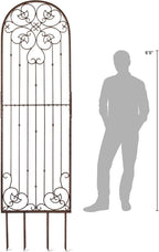 H Potter 8 Foot Tall Garden Trellis Wrought Iron Heavy Scroll Metal Decoration Lawn Patio and Wall Decor Screen for Rose Clematis Ivy Weather Resistant Patio Deck Wall Art X Large