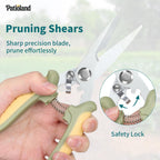 Patioland Green Garden Tool Set 4-Piece, Trowel, Fork, Pruning Shear&Gloves