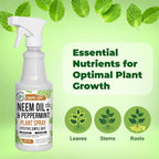 Mighty Mint Neem Oil & Peppermint Plant Nutrient Spray – Natural Leaf Shine for Indoor & Outdoor Use – Plant-Based Formula for Stronger, Healthy Plants - 16 oz (Pack of 2)