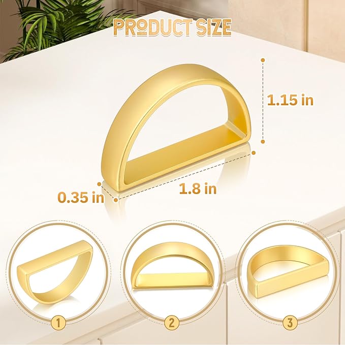 KPOSIYA Napkin Rings Set of 20, Metal Gold Napkin Rings Bulk for Table Settings, D-Shape Napkin Holders Rings for Dinner Table Decor, Easter, Fall,Thanksgiving, Christmas, Party,（Matte Gold，20pcs）