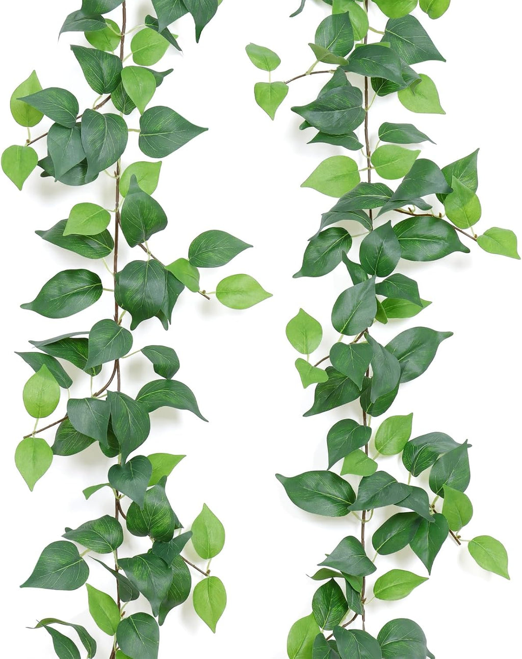Dremisland 2 Strands Artificial Scindaps Vines Garland 6.7ft Fake Vines Ivy Garland Silk Green Leaves Faux Hanging Plants Greenery Decoration for Bedroom Wall Patio Party Wedding Decor (Ivy, 2PCS)