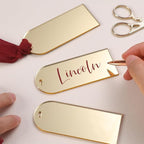 UNIQOOO 20 Pcs Mirror Gold Acrylic Place Cards, 3.9x1.6 inches DIY Blank Hanging Tags, Perfect for Wedding Table Decor, Birthday, Centerpiece, Decoration, Party, Anniversary, Event