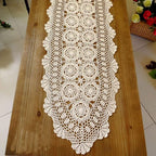 Cotton Handmade Crochet lace Table Runners Oval Tablecloth Doilies Doily Table Dresser Scarf Décor,15x27 inch,Beige