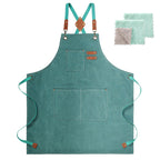 ZOMAO Chef Apron, Cotton Canvas Gardening Apron with Large Pockets for Men and Women,Kitchen Cooking Baking Bib Heavy Duty Adjustable Garden Apron