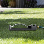Lawn Sprinkler, 18-Hole Brass Nozzle Oscillating Sprinkler, Garden Tool for Lawns up to 3,600 Square Feet, Jet Cleaning Needle Hidden on the End of the Product, Gray