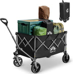 Night Cat Collapsible Wagon for Camping: 150L Garden Gart with Wheels Heavy Duty - Folding Utility Wagon for Outdoor