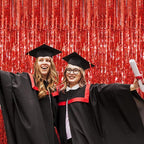 GOER 3.2 ft x 8.2 ft Metallic Tinsel Foil Fringe Curtains Party Photo Backdrop Party Streamers for Birthday,Graduation,New Year Eve Decorations Wedding Decor (5 Packs,Red)