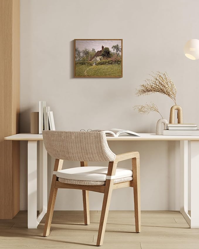 InSimSea Framed Canvas Wall Art Vintage Decor, Landscape Wall Art Prints, Old Cottages Countryside Landscape Wall Art, Rustic Farmhouse Wall Decor for Bedroom Living Room, 11"x14"