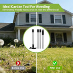 Weed Puller Tool with Long Handle, Stand Up Weeder with 63" Telescoping Handle, 2-in-1 Manual Weeder Remover & Garden Hoe, 6 Sharp Tines for Crack Weeding and Root Removal