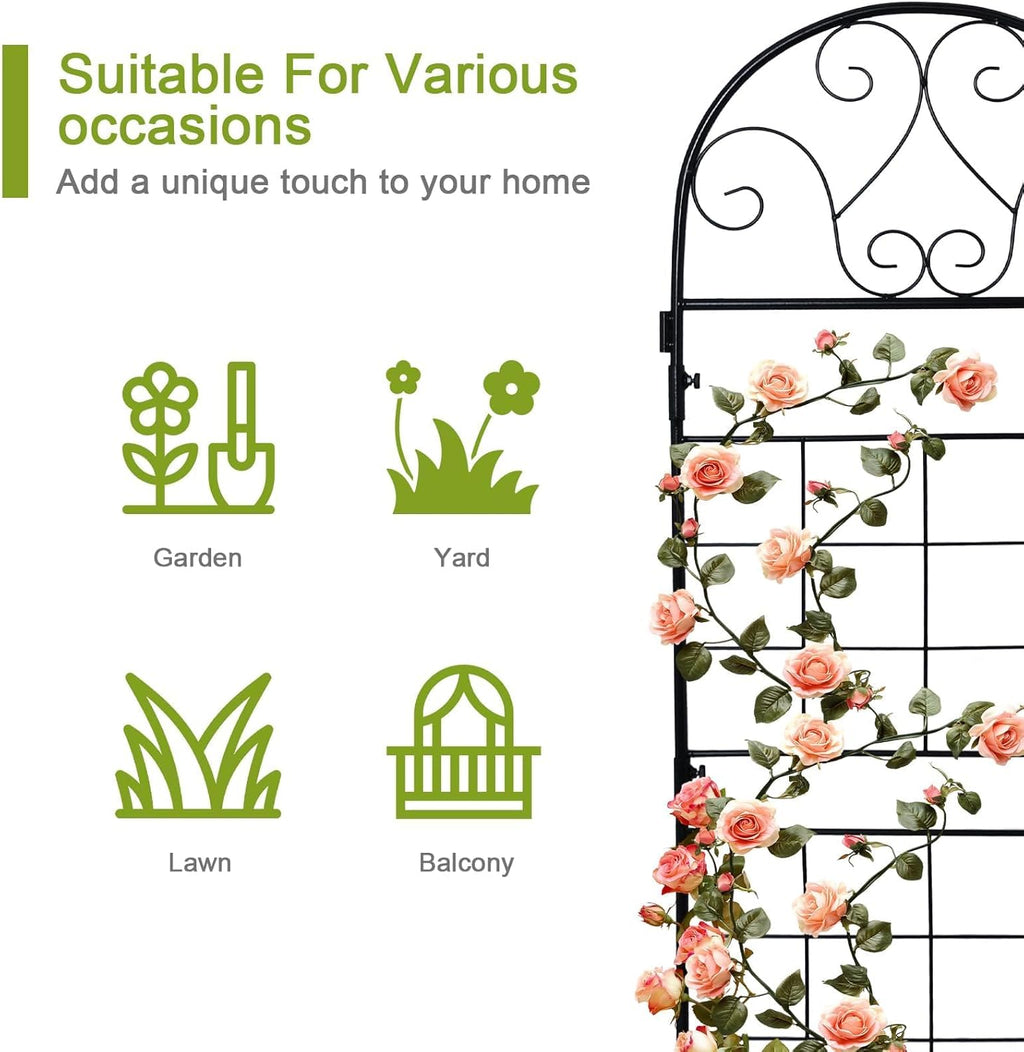 hogardeck 1PC 45x35 Inch Heavy Duty Metal Trellis - Black Rustproof Coated Outdoor Garden Support for Climbing Plants, Roses, Vegetables