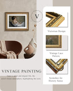 VIYYIEA Gold Framed Wall Art Canvas Print Home Decor Portrait Wall Art Sitting Woman Vintage Decor Room Aesthetic Mid Century Lady Elegant Farmhouse Painting Wall Decor for Bedroom Bathroom 11x14in
