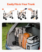 VEVOR 3-in-1 550lbs/220L Large Collapsible Folding Wagon, Convert to Bench, Foldable Beach Wagon with Wheels for Sand, Outdoor Utility Wagon for Groceries, Camping, Sports, Shopping
