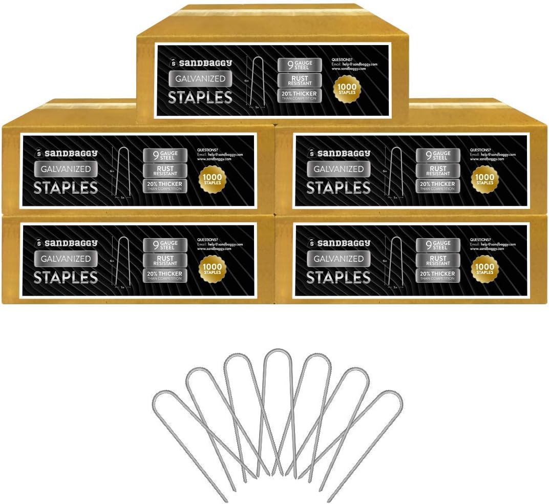 Sandbaggy Galvanized 6-Inch Landscape Staples ~ 9 Gauge Steel - Fabric Pins, Garden Earth Stakes, Ground Cover, Fence Anchors, Lawn Nails ~ Trusted by Organic Farmers Across The USA (5,000 Staples)