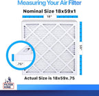 Filter King 18x59x1 Air Filter | 4-PACK | MERV 8 HVAC Pleated A/C Furnace Filters | MADE IN USA | Actual Size: 18 x 59 x .75"