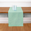 Solino Home Table Runner 108 Inches Long - Cotton Linen Hemstitch Aqua Table Runner 14 x 108 Inch