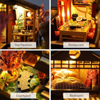 CUTEBEE Dollhouse Miniature with Furniture, DIY Wooden Dollhouse Kit Plus Dust Proof, Creative Room Idea (Japanese Garden House)