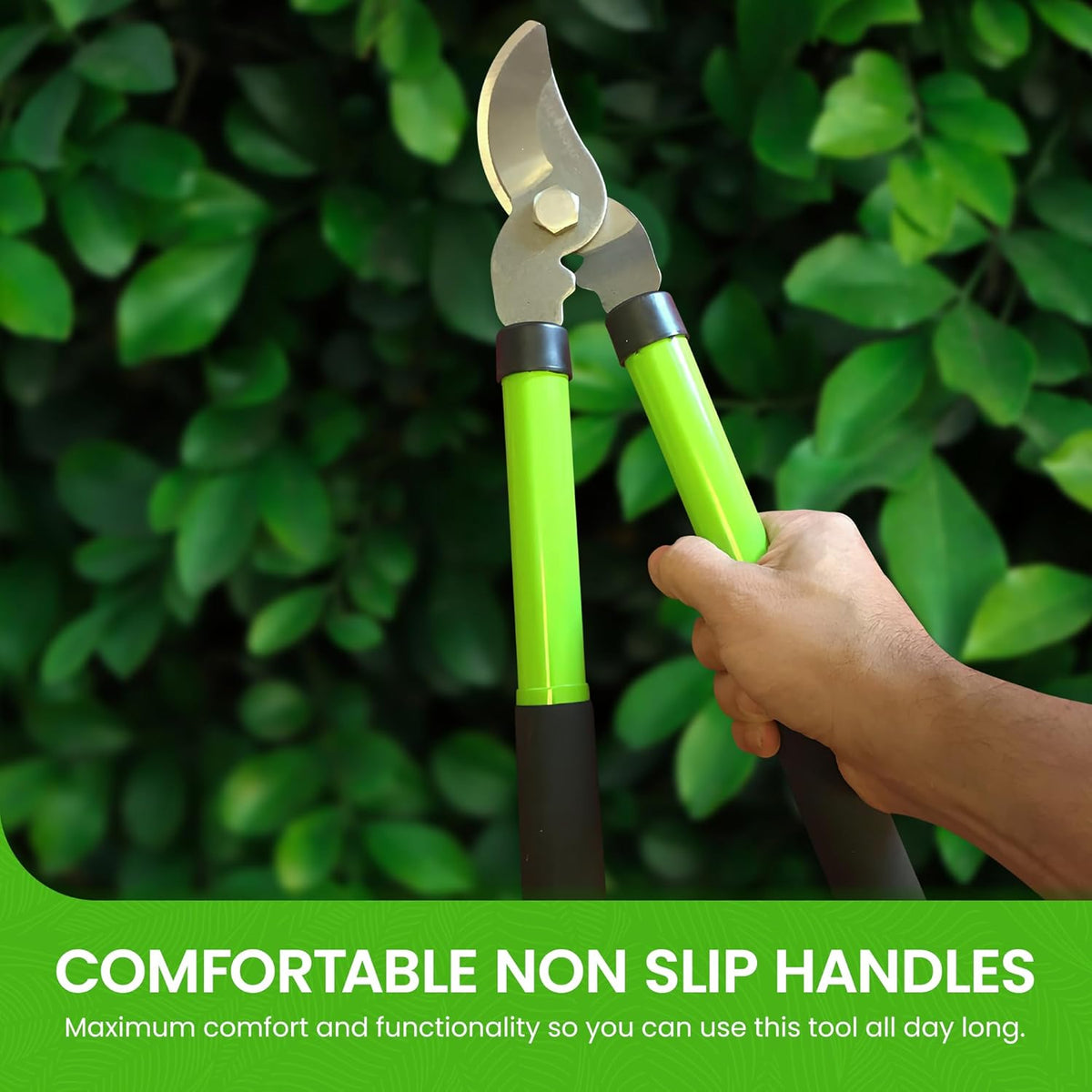 GARDEN GURU Bypass Loppers Tree Trimmer Clipper – Compact 15 inch High Carbon Steel Blade Gardening Loppers Pruning Shear - Comfort Grip Handles – Heavy Duty Branch Cutter – Cut Thick Branches w Ease