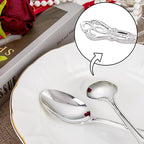 75PCS Silver Plastic Spoons - Silver Spoons Disposable - 8.1 Inch Heavy Duty Plastic Silverware - Heavyweight Elegant Disposable Utensils for Catering, Parties, Dinners, Weddings