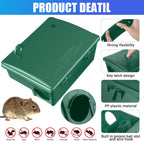 4 Pack Rat Bait Stations Large Rodent Bait Station with Key Reusable Mouse Bait Stations Mice Bait Blocks Heavy Duty Bait Boxes for Outdoor Rodents Mice Bait Blocks, Bait Not Included (Green)