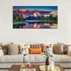 Sunset Landscape Canvas Wall Art for Living Room Grand Teton Wyoming National Park Picture Wall Decor Snake River Mountain Forest Nautre Prints Artwork Bedroom Bathroom Office Home Decor 29" X 58"