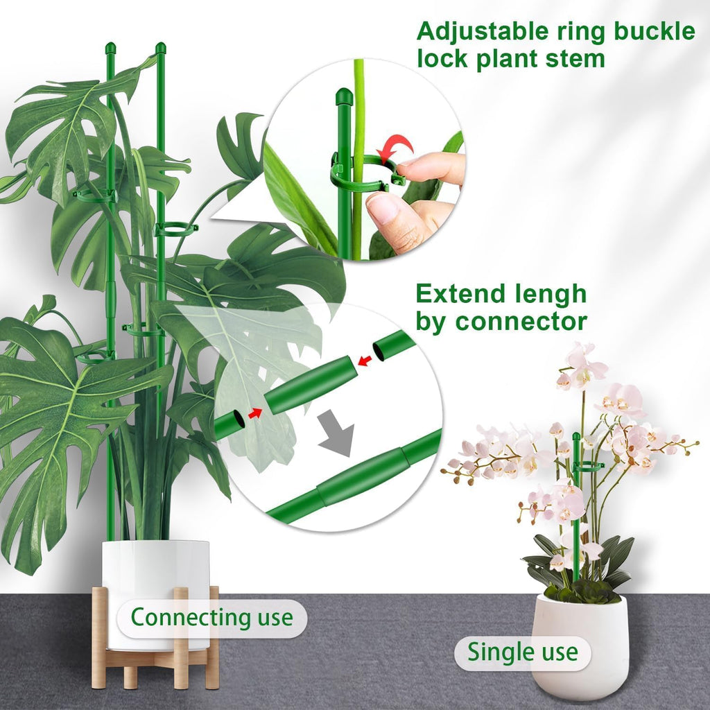 Plant Support Stakes for Indoor Plants SupKing Orchid Sticks with Clips 15 inch 10Pcs Garden Stake Extended to 2/3/4ft for Outdoor Potted Tomato Rose Vegetables House Palnts Comes with 20 Plants Ties