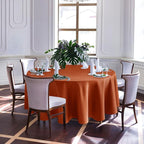 Biscaynebay Fall Tablecloth Textured Fabric Round Tablecloths 90", Rust Thanksgiving Autumn Harvest Water Resistant Fabric Tablecloths for Kitchen, Dining, Wedding, Parties Machine Washable