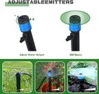 Mudder 100 Pcs 5.2 Inches Drip Irrigation Emitters for 1/4 Inch Drip Irrigation Tubing 360 Degree Adjustable with Arrow Stake Fan Sprayer for Garden Watering System