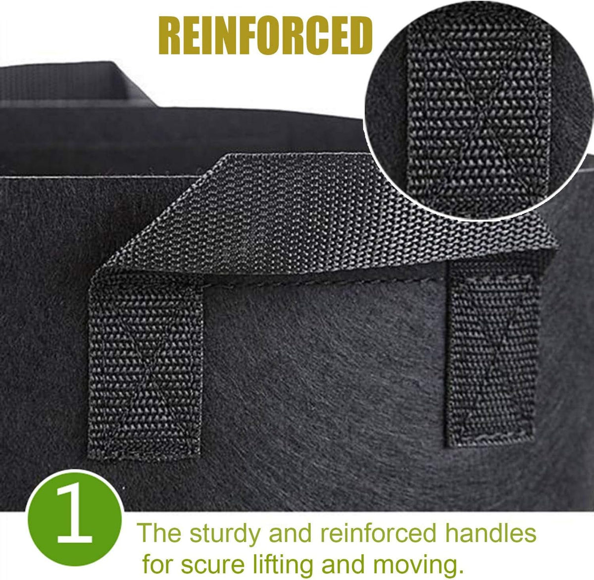 24-Pack 5 Gallon Grow Bags, Heavy Duty Thickened Non-Woven Plant Fabric Pots with Reinforced Handles