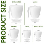 Plant Pots Indoor with Drainage, 5 Pack Multi-Size Planters Set, White