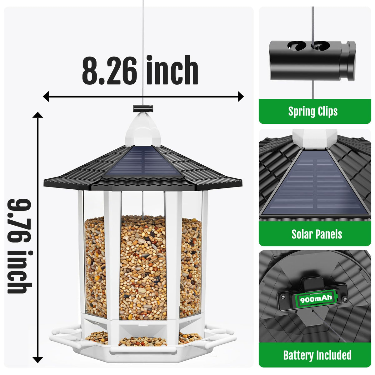 Birdream 2 Pack Solar Bird Feeders for Outdoors Hanging, Assembly Required, 1-Min Easy Setup, Wild Seed Feeders for Cardinals Chickadees and Finches