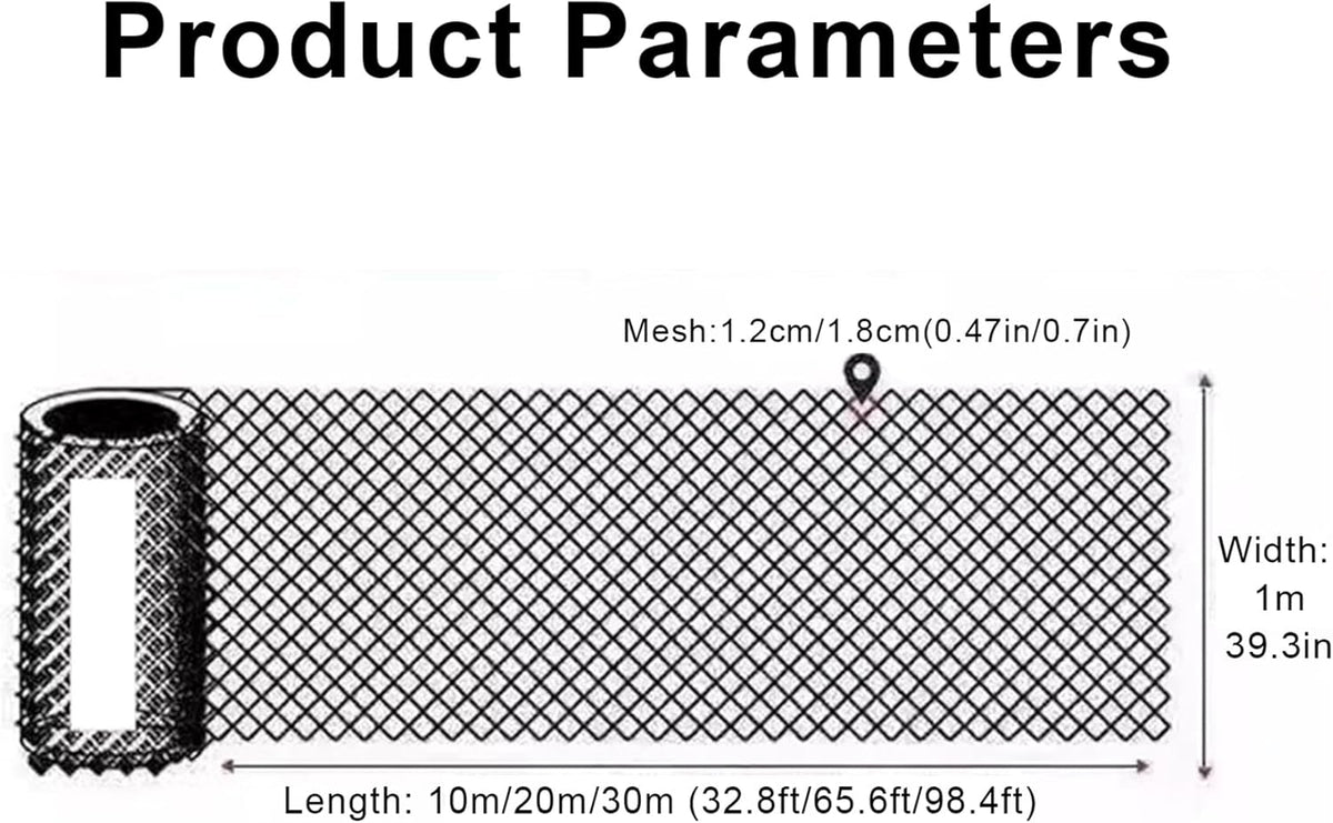 White Garden Fence Mesh 39.3″ Wide Safety Netting Plastic Net Fencing Roll Balcony Protection Window Isolation Net for Snow, Poultry, Chicken, Patio, Animal Barrie(Size:1x30M - Mesh 1.8cm,Color:White)